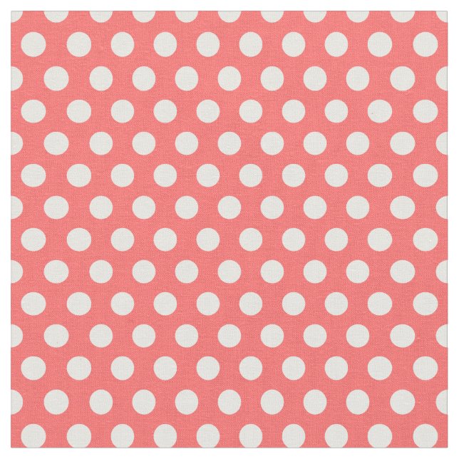 Coral Polka Dots Fabric (Close Up)