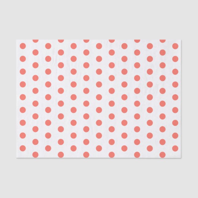 Coral Polka Dots Pattern Tissue Paper (Front)