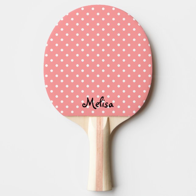 Coral polka dots ping pong paddle for table tennis (Front)
