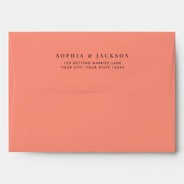 Coral Pop Modern Minimalist Wedding Envelope (Back (Top Flap))