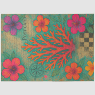  Coral Postcard – Tropical Vintage Decoupage Paper