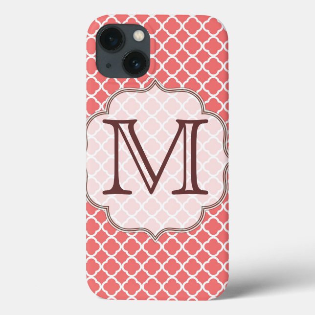 Coral Quaterfoil Latti Monogram Initial IPAD Case (Back)