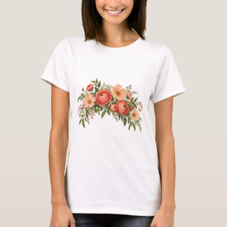 Coral Ranunculus Bouquet T-Shirt