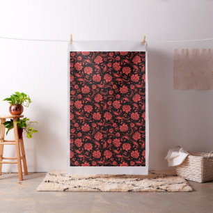 Coral-Red & Black Changeable Background Fabric