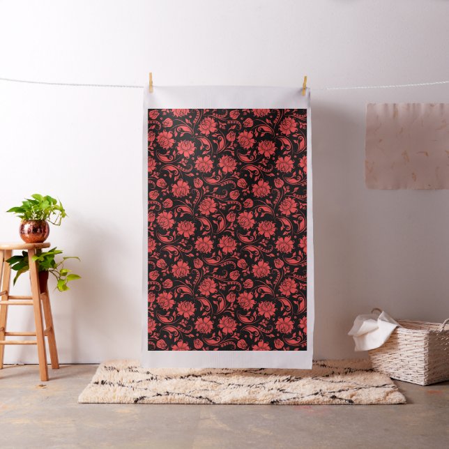Coral-Red & Black Changeable Background Fabric (In Situ)
