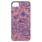 Coral-Red & Blue Vintage Floral Paisley Pattern