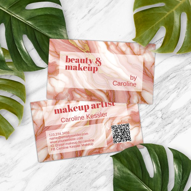 Coral Red Dark Peach Pink Gold Marble Art Pattern Business Card (Creator Uploaded)