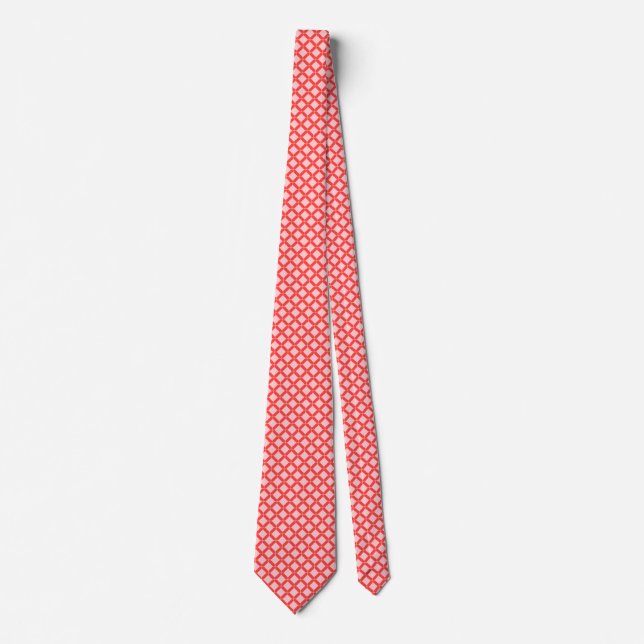 Coral Red Fashionable Pattern Tie (Front)