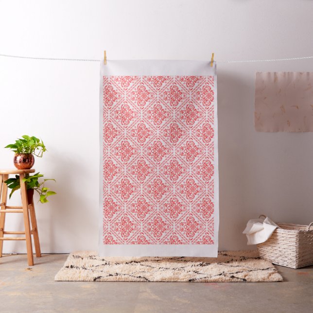 Coral-Red Floral Damasks You Change Background Fabric (In Situ)