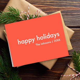 Coral Red Holidays Modern Minimal Stylish Holiday Card