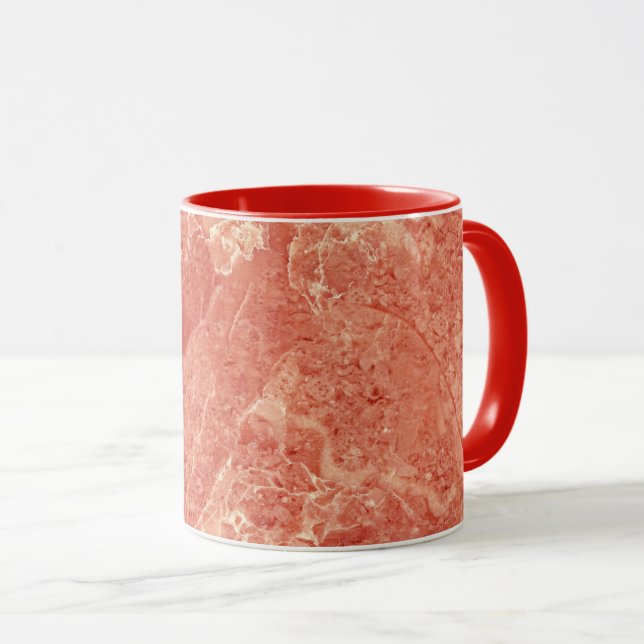 Coral Red Marble Texture Mug (Front Right)