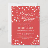 Coral Red Merry String Lights Christmas Party