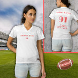 Coral Red Name, Number, Team (Limelight) Women's Football Jersey<br><div class="desc">Easily personalise your Football Jersey with our handy template. It's easy to edit with your name (or just your first name) and player number, on front and back as well as your team name on the back. Ideal for team sports like football, soccer, baseball, basketball, and more. The coral red...</div>