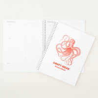 Coral-red octopus on white background
