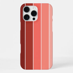 Coral Red Pink Stripes iPhone 16 Pro Max Case