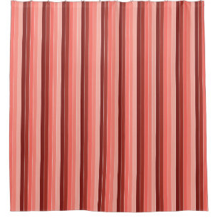 Coral Red Pink Stripes Shower Curtain
