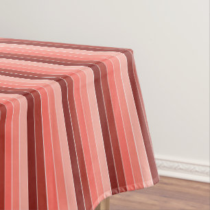 Coral Red Pink Stripes Tablecloth
