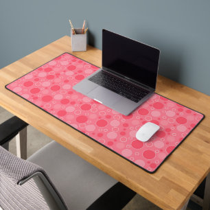 coral red tones with polka dots in retro sixties s desk mat