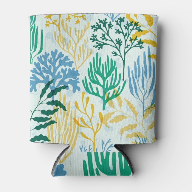 Coral Reef, Algae Seamless Pattern. Can Cooler (Front)
