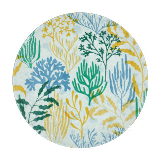 Coral Reef, Algae Seamless Pattern. Cutting Board