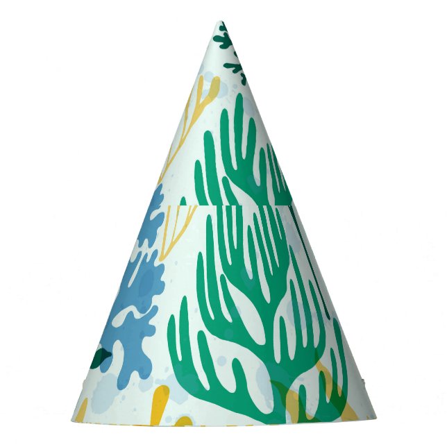 Coral Reef, Algae Seamless Pattern. Party Hat (Front)
