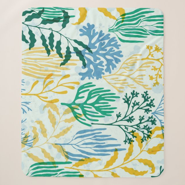 Coral Reef, Algae Seamless Pattern. Sherpa Blanket (Front)