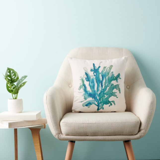 Coral Reef Blue Coastal Living Throw Pillow (Chair)