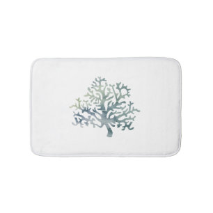 Coral Reef Blue Green White Bath Mat