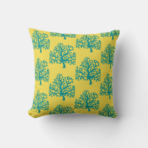 Coral Reef Bright Beach Teal Pillow