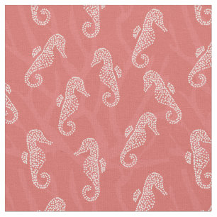 Coral Reef Coastal Seahorse Pink Fabric