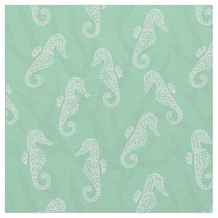 Coral Reef Coastal Seahorse Seafoam Green Fabric
