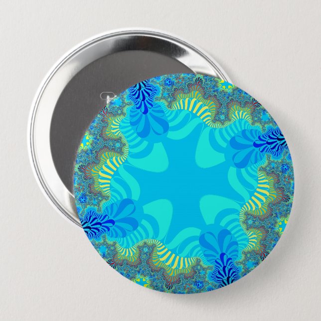 Coral Reef Cross 10 Cm Round Badge (Front & Back)