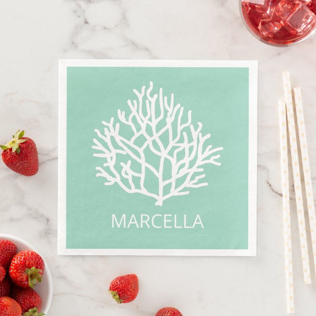 Coral Reef Custom Name Summer Beach   Napkin (Insitu)