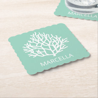 Coral Reef Custom Name Summer Beach   Paper Coaster