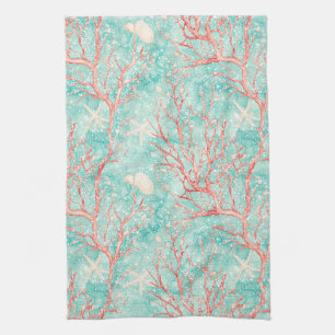 Coral Reef Dive Pattern Tea Towel