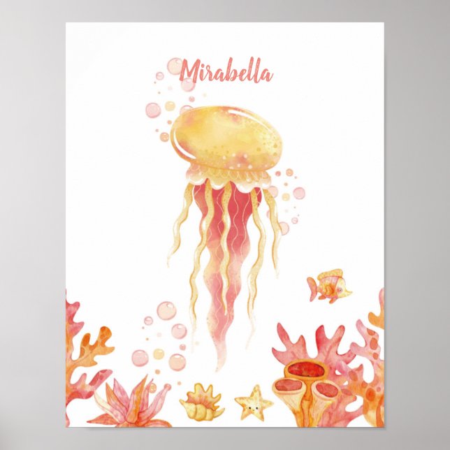 Coral Reef Dreams Jellyfish customisable Poster (Front)