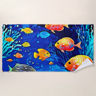 Coral Reef Fish Art Beach Towel