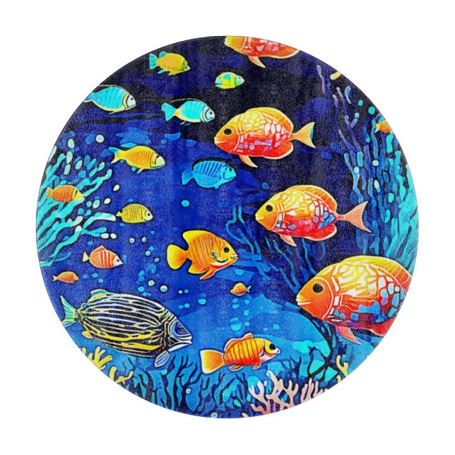 Coral Reef Fish Art Cutting Board (Front)