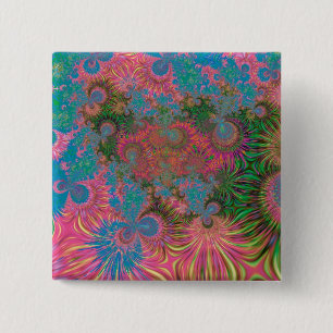 Coral Reef Fractal Abstract Art 15 Cm Square Badge