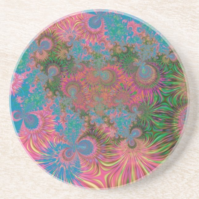 Coral Reef Fractal Abstract Art Coaster (Front)