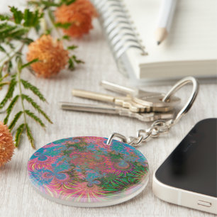 Coral Reef Fractal Abstract Art Key Ring