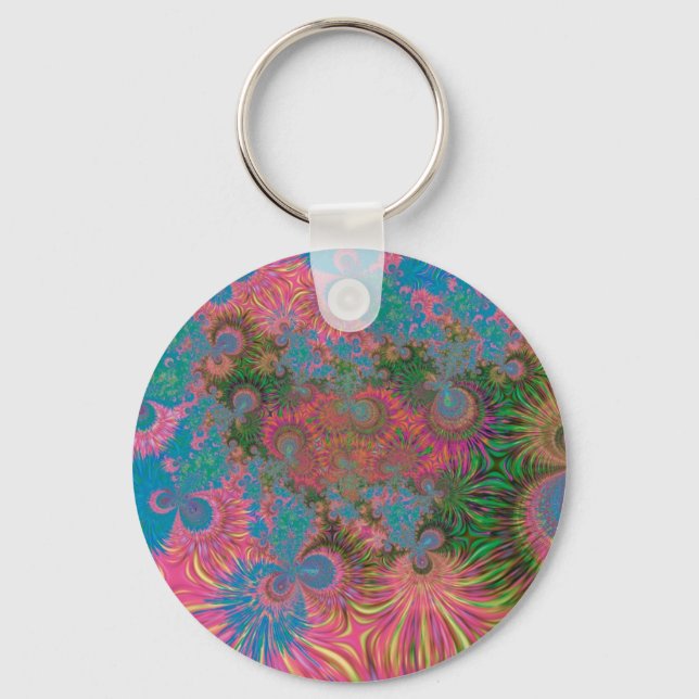 Coral Reef Fractal Abstract Art Key Ring (Front)