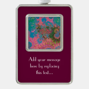 Coral Reef Fractal Abstract Art Silver Plated Framed Ornament