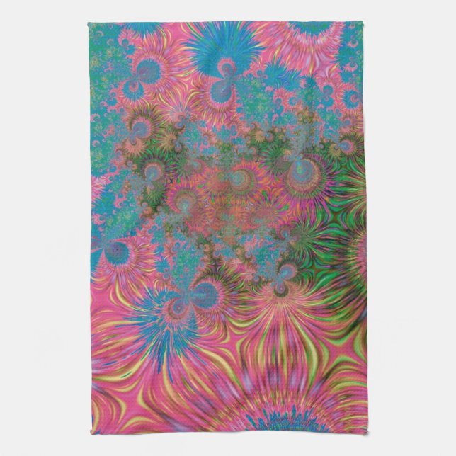 Coral Reef Fractal Abstract Art Tea Towel (Vertical)