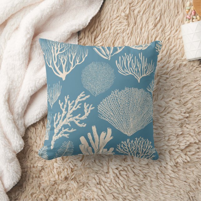 Coral reef in blue bath towel set cushion (Blanket)