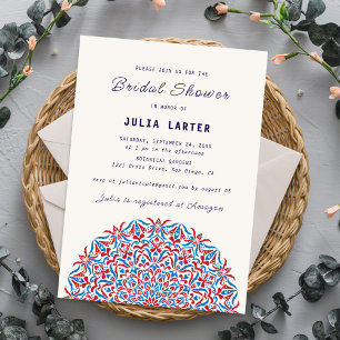 Coral Reef Marble Stone Mandala Bridal Shower Invitation