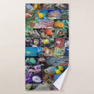 Coral Reef Marine Life: Fish and Animals Photos Bath Towel