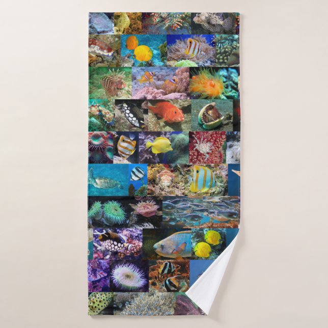 Coral Reef Marine Life: Fish and Animals Photos Bath Towel (Bath Towel)