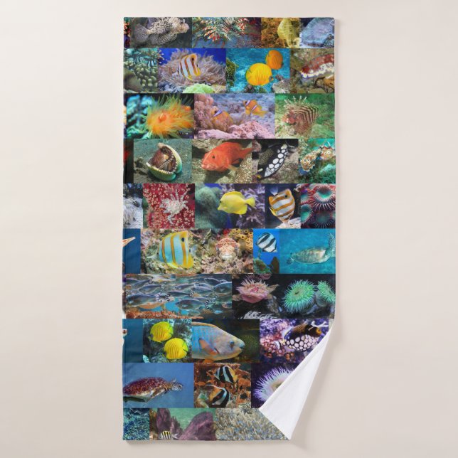 Coral Reef Marine Life: Fish and Animals Photos Bath Towel (Bath Towel)