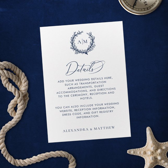 Coral Reef Nautical Wedding Details Enclosure Card (Creator Uploaded)